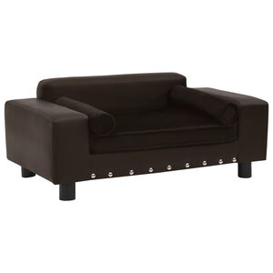 vidaXL Canap&eacute; pour chien Marron 81x43x31 cm Peluche et similicuir