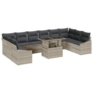 vidaXL Ensemble de Canap&eacute;s 11 pc Gris clair polyrotin
