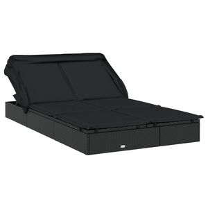 vidaXL Transat 2 places avec toit pliable noir 213x118x97 cm