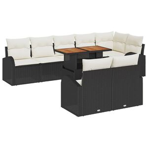 vidaXL Ensemble de canap&eacute; de jardin avec coussin 9 pcs Noir et cr&egrave;me