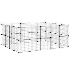vidaXL Cage animaux de compagnie &agrave; 36 panneaux et porte Noir 175x140x70 cm