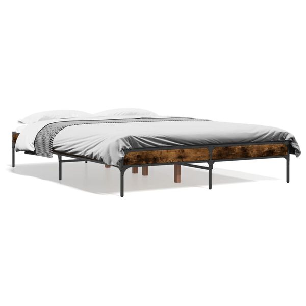 vidaXL Cadre de lit sans matelas ch&ecirc;ne fum&eacute; 120x190 cm