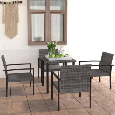 vidaXL Ensemble à manger de jardin 5 pcs Résine tressée Gris