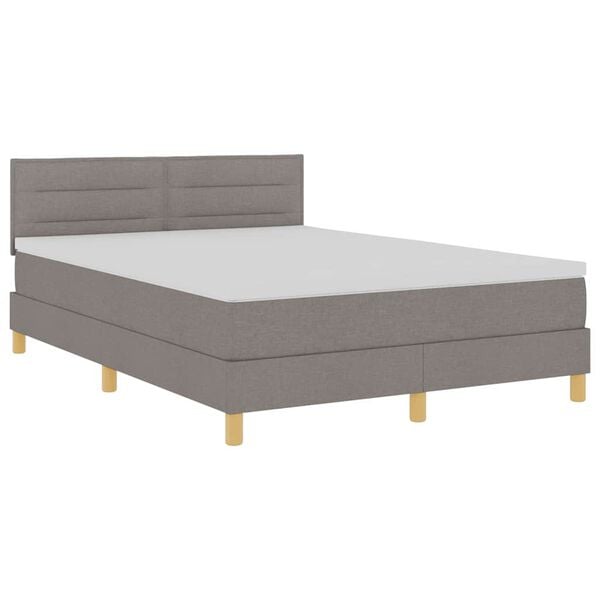 vidaXL Lit &agrave; ressort LED avec matelas Taupe 140 x 200 cm tissu
