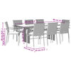 vidaXL Ensemble &agrave; manger de jardin 9pcs coussins noir r&eacute;sine tress&eacute;e