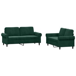 vidaXL Ensemble de canap&eacute;s 2 pcs avec coussins Vert fonc&eacute; Velours