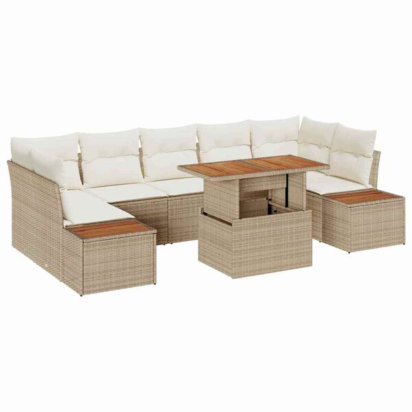 vidaXL Ensemble de salle &agrave; manger pour jardin 8 pcs Beige et cr&egrave;me