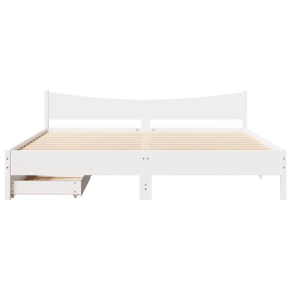 vidaXL Cadre de lit avec tiroirs blanc 180x200 cm bois de pin massif