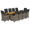 vidaXL Ensemble de bistro de jardin 11 pcs coussins gris poly rotin