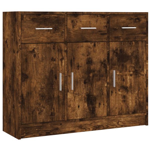 vidaXL Buffet chêne fumé 91x28x75 cm bois d'ingénierie