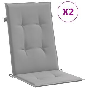 vidaXL Coussins de chaise de jardin &agrave; dossier haut lot de 2 gris tissu