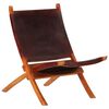 vidaXL Chaise de relaxation pliable cuir v&eacute;ritable marron fonc&eacute;