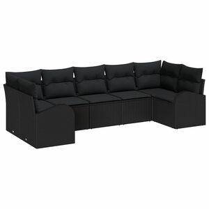 vidaXL Ensemble de canap&eacute; de jardin 7 pc Noir