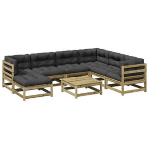 vidaXL Salon de jardin 8 pcs avec coussins bois de pin impr&eacute;gn&eacute;