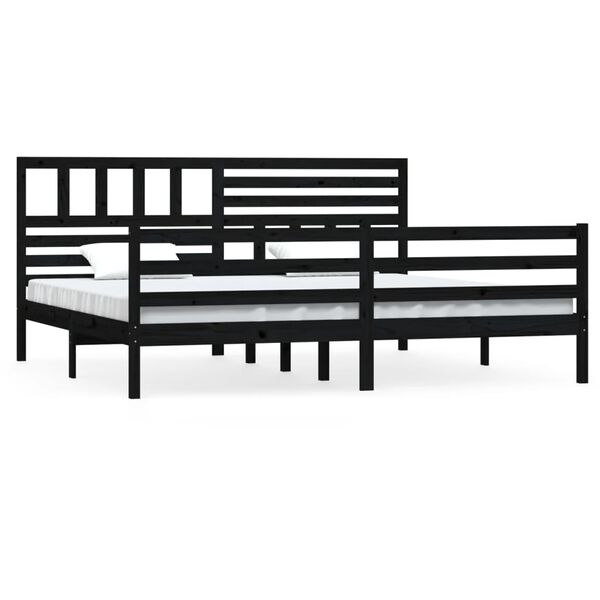 vidaXL Cadre de lit sans matelas noir bois massif 200x200 cm