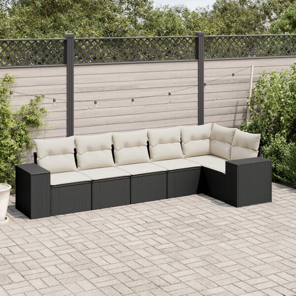 vidaXL Salon de jardin 6 pcs avec coussins noir r&eacute;sine tress&eacute;e