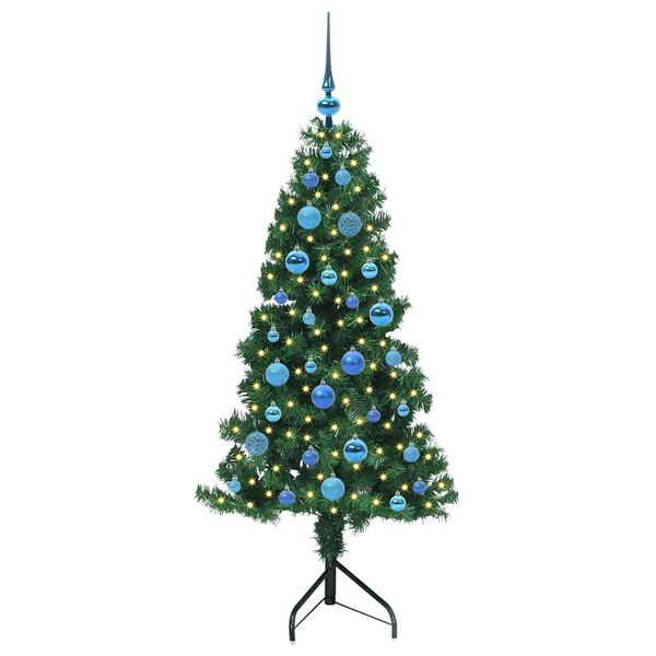 vidaXL Arbre de No&euml;l artificiel d'angle Vert 150 cm PVC et m&eacute;tal