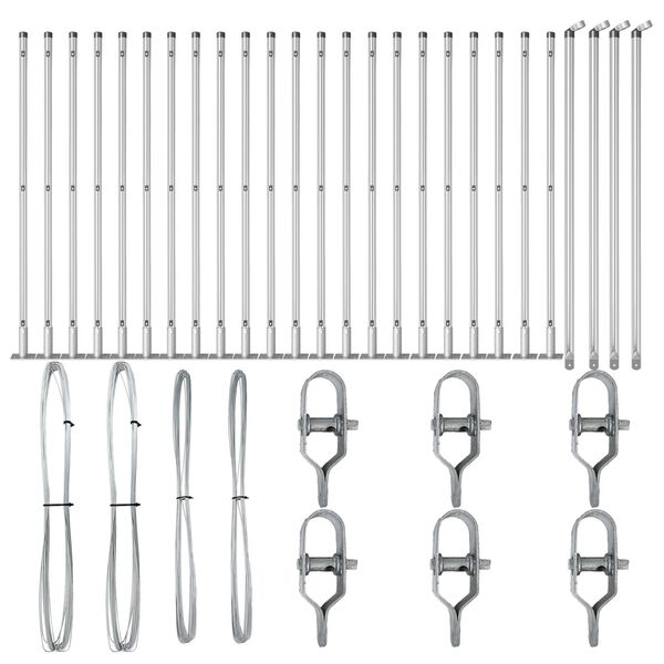 vidaXL Poteau de clôture. Autre 26 pcs Gris 3,2 x 3,2 x 90 cm Acier