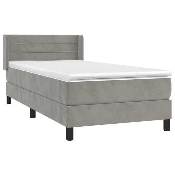 vidaXL Sommier &agrave; lattes de lit et matelas Gris clair 90x190 cm Velours