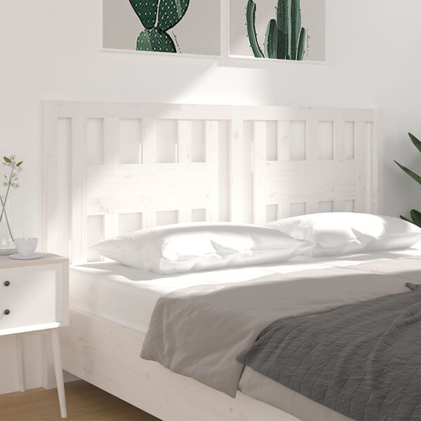 vidaXL T&ecirc;te de lit Blanc 141x4x100 cm Bois massif de pin