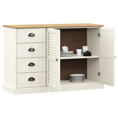 vidaXL Buffet avec tiroirs VIGO 113x40x75 cm blanc bois massif de pin