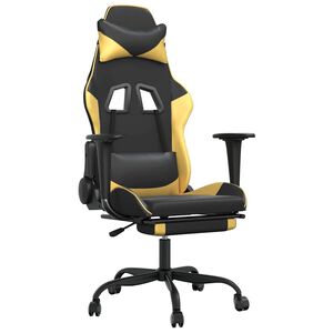 vidaXL Chaise de jeu de massage avec repose-pied Noir&Dor&eacute; Similicuir