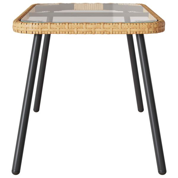 vidaXL Table basse Marron et Noir 90 x 45 x 43 cm Poly Rattan et verre