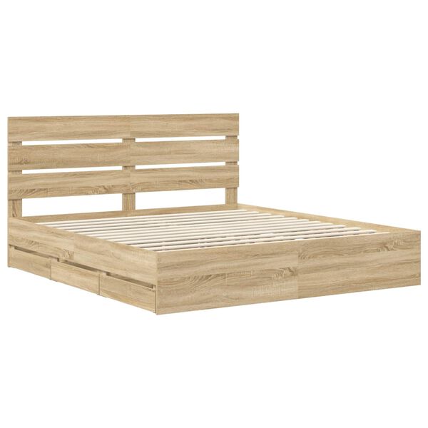vidaXL Cadre de lit Ch&ecirc;ne Sonoma 180 x 200 cm Bois Ing&eacute;nierie