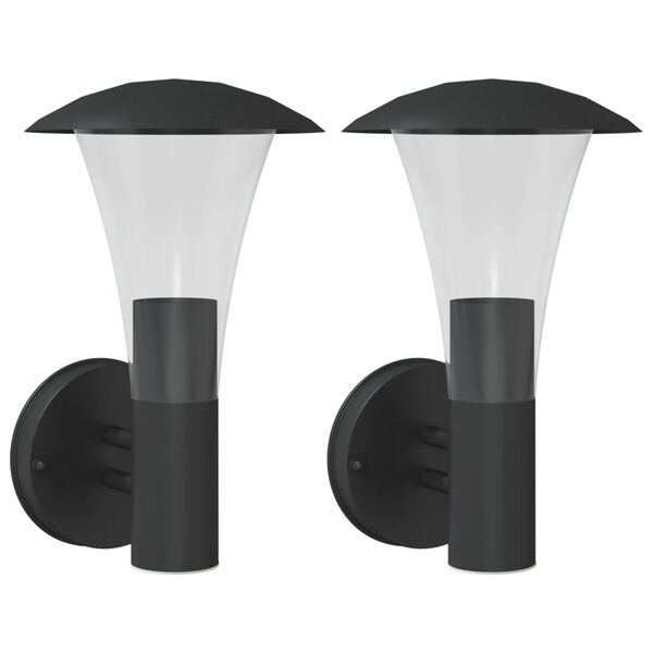 vidaXL Appliques murales d'ext&eacute;rieur 2 pcs noir acier inoxydable