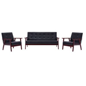 vidaXL Ensemble de canap&eacute;s 3 pcs Noir Similicuir