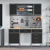 vidaXL Placard de travail 8 pcs Noir Bois d'ing&eacute;nierie et acier
