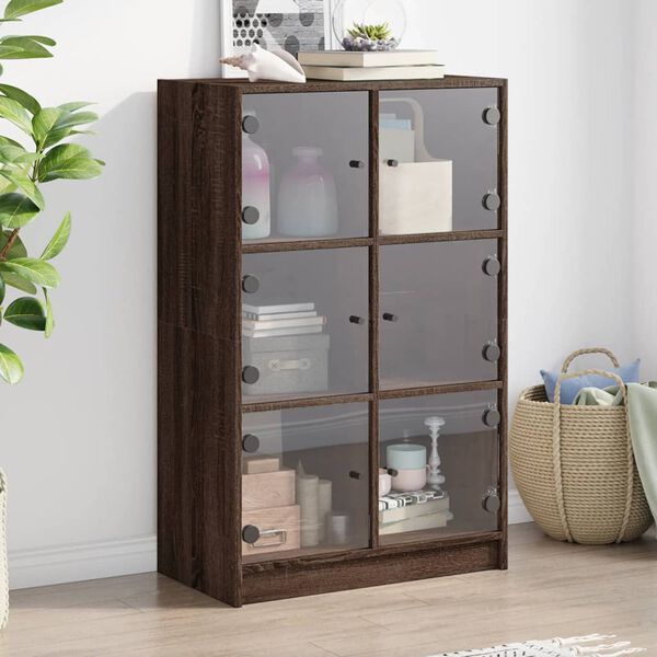 vidaXL Buffet haut avec portes ch&ecirc;ne marron bois d'ing&eacute;nierie