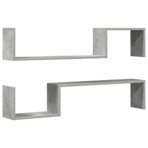 vidaXL &Eacute;tag&egrave;res murales 2 pcs gris b&eacute;ton 100x15x20cm bois d'ing&eacute;nierie