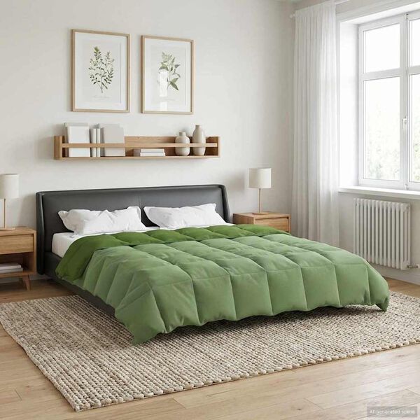 vidaXL Duvet d'&eacute;t&eacute; simple Matelass&eacute; Vert 200 x 200 cm Microfibre