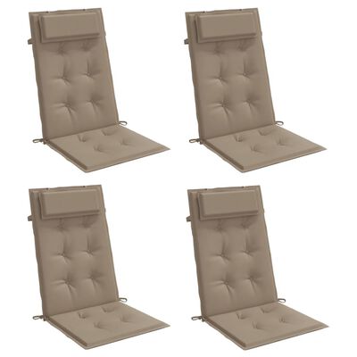 vidaXL Coussins de chaise à dossier haut lot de 4 taupe tissu oxford