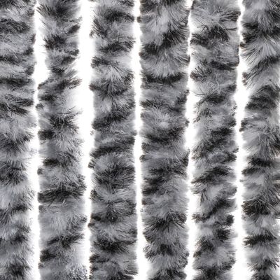 vidaXL Rideau anti-mouches gris et noir et blanc 56x185 cm chenille