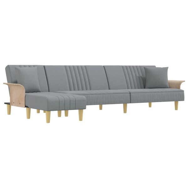 vidaXL Canap&eacute;-lit en forme de L gris clair 279x140x70 cm tissu