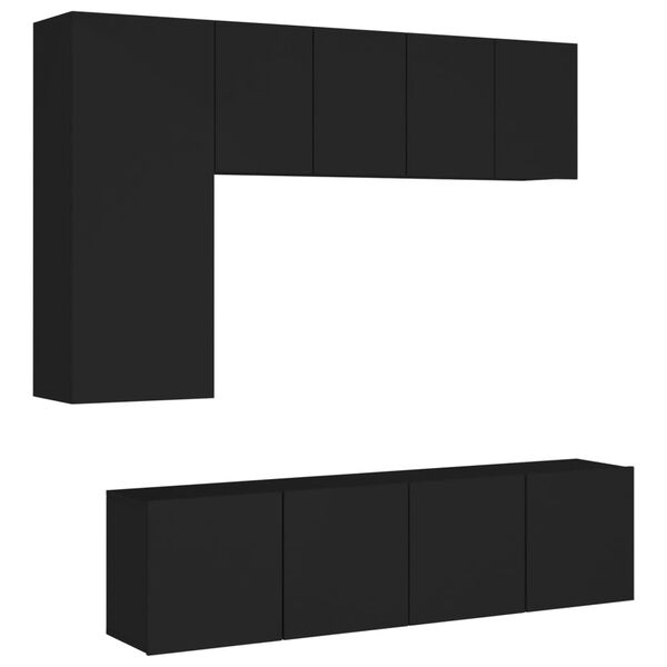 vidaXL Unit&eacute;s murales TV 5 pcs noir bois d'ing&eacute;nierie