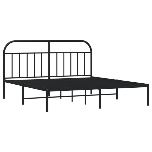 vidaXL Cadre de lit m&eacute;tal sans matelas et t&ecirc;te de lit noir 180x200 cm