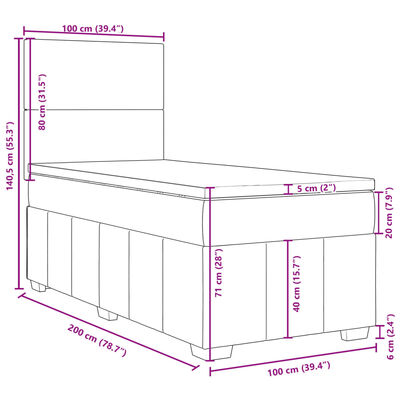 vidaXL Sommier à lattes de lit avec matelas Crème 100x200 cm Tissu