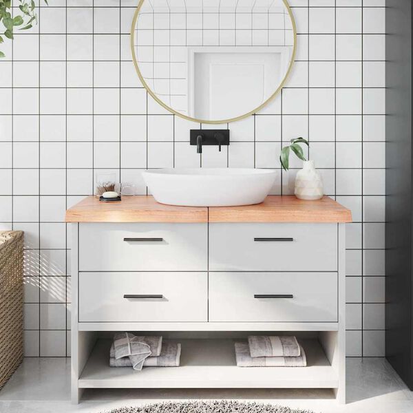 vidaXL Comptoir de salle de bain marron 120x40x(2-6) cm bois trait&eacute;
