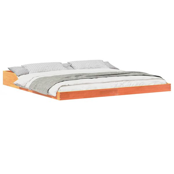vidaXL Cadre de lit Brun cire 200 x 200 cm Pin massif
