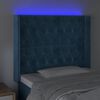 vidaXL T&ecirc;te de lit &agrave; LED Bleu fonc&eacute; 93x16x118/128 cm Velours