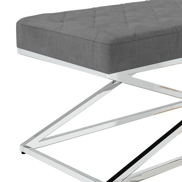 vidaXL Banc Gris fonc&eacute; Velours et acier inoxydable