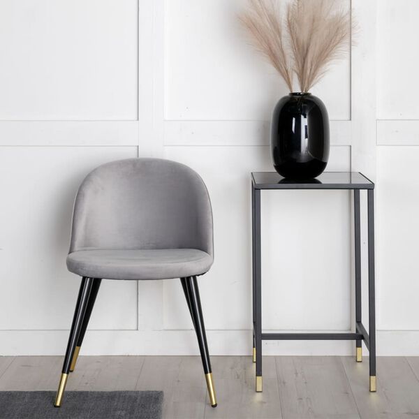 Venture Home Chaises &agrave; manger lot de 2 Velvet noir, laiton et gris