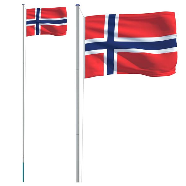 vidaXL Drapeau de la Norv&egrave;ge et m&acirc;t 6,23 m Aluminium