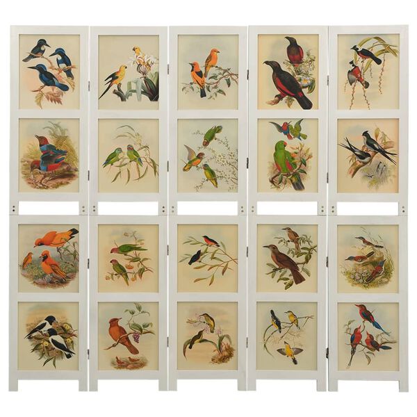 vidaXL Cloison de s&eacute;paration 5 panneaux Blanc 178x165 cm Bois solide