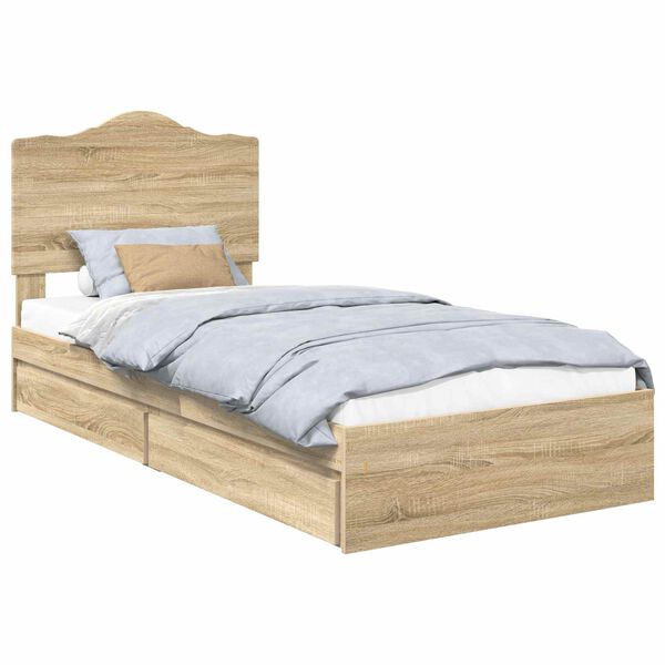 vidaXL Lit de Rangement Ch&ecirc;ne Sonoma 90 x 190 cm Bois d'ing&eacute;nierie