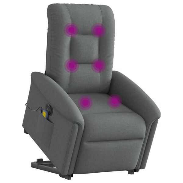 vidaXL Fauteuil inclinable de massage &eacute;lectrique Gris fonc&eacute; Tissu