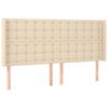 vidaXL T&ecirc;te de lit avec oreilles Cr&egrave;me 183x16x118/128 cm Tissu
